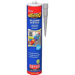Borracha de silicone acético com fungicida transparente 260g Vedatudo DRYKO