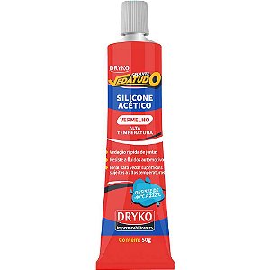 Borracha de silicone acético vermelho 50g para altas temperaturas 50VERM DRYKO
