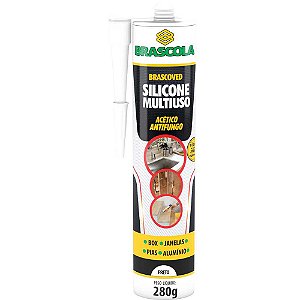 Borracha de silicone Brascoved Construção acética preta 280g BRASCOLA