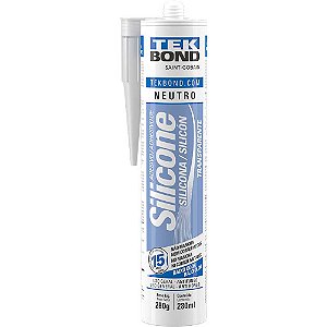 Borracha de silicone neutro transparente 280g TEKBOND