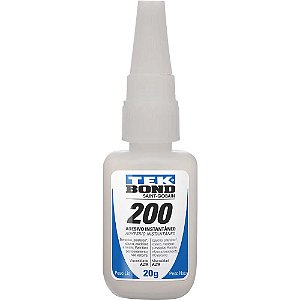 Adesivo instantâneo a base de cianoacrilato industrial transparente 20g colagem extraforte 200 TEKBOND