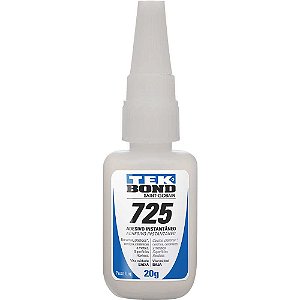 Adesivo instantâneo a base de cianoacrilato uso geral transparente 20g colagem extraforte 725 TEKBOND