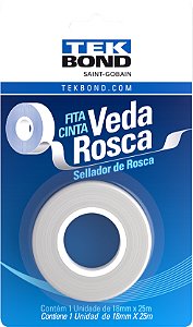 Fita veda-rosca 18mm x 25m branca em PTFE 21102001825 TEKBOND