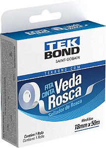 Fita veda-rosca 18mm x 50m branca em PTFE 21102001850 TEKBOND