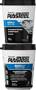 Composto epóxi bi-componente com carga metálica plastell 4:1 preto 450g QUIMATIC