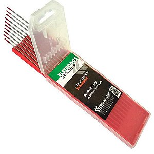 Eletrodo de tungstênio ponta vermelha com 2% de tório 3,2mm ,AWS A5.12 012015512 CARBOGRAFITE