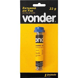 Estanho em fio com fluxo 1,0mm 63 x 37,com 22 g,VONDER