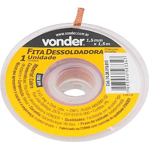 Fita malha dessoldadora 1,5mm x 1,5 m,VONDER