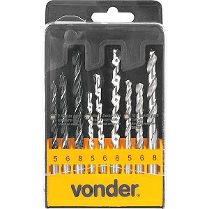 Jogo de brocas combinadas com 9 peças aço rápido/vídea/madeira VONDER