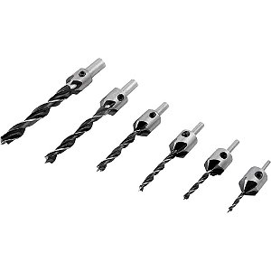 Jogo de brocas 3 pontas com escareador 3mm a 10mm jogo com 7 peças VONDER