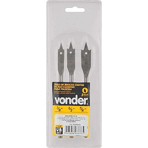 Jogo de brocas chatas com 3 peças de 3/8" a 5/8" VONDER