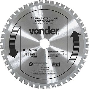 Lâmina circular multicorte 355mm x 80 dentes VONDER