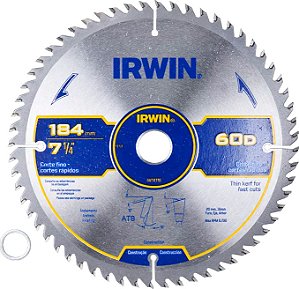 Lâmina de serra circular com dentes de metal duro 184mm x 20mm 60 dentes IW14110 IRWIN
