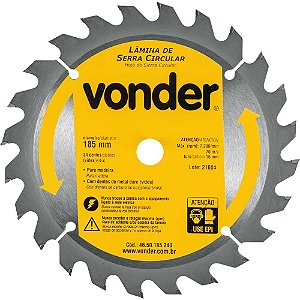 Lâmina de serra circular com dentes de metal duro/vídea 185mm x 16mm 24 dentes VONDER