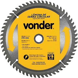 Lâmina de serra circular com dentes de metal duro/vídea 235mm x 30mm 60 dentes VONDER