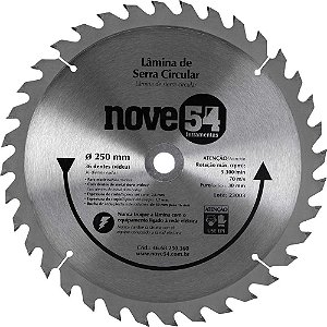 Lâmina de serra circular com dentes de metal duro/vídea 250mm x 30mm 36 dentes NOVE54