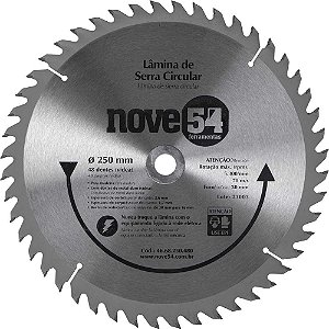 Lâmina de serra circular com dentes de metal duro/vídea 250mm x 30mm 48 dentes NOVE54