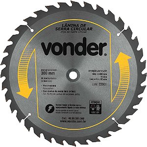 Lâmina de serra circular com dentes de metal duro/vídea 300mm x 30mm 36 dentes VONDER