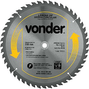 Lâmina de serra circular com dentes de metal duro/vídea 300mm x 30mm 48 dentes VONDER