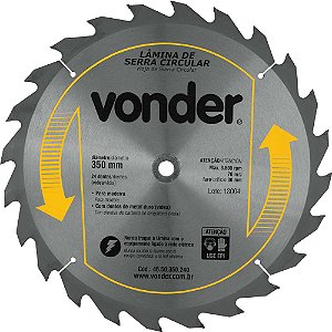 Lâmina de serra circular com dentes de metal duro/vídea 350mm x 30mm 24 dentes VONDER
