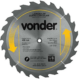 Lâmina de serra circular com dentes de metal duro/vídea 400mm x 30mm 24 dentes VONDER