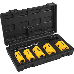 Jogo de serras copo bimetal em aço rápido com 7 peças SCV 400 VONDER