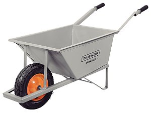 Carrinho de Mão Extraforte Tramontina com Caçamba Reforçada Metálica Cinza 80 L Braço Metálico e Pneu com Câmara