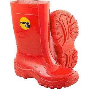 Bota infantil de PVC vermelha com forro 22/23 VONDER