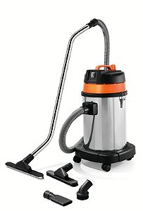 Aspirador de Pó para Sólidos e Líquidos 127 V - 1400 W Tanque de Aço Inox Capacidade 30 Litros Tramontina PRO