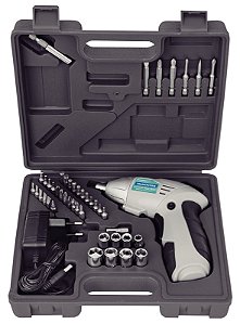 Parafusadeira 1/4" 46 Peças Tramontina para Uso Doméstico a Bateria Ni-Cd 4,8 V com Maleta