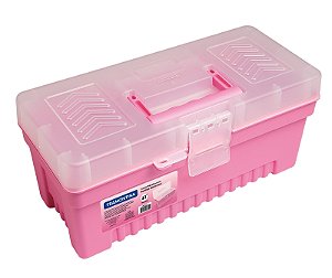 Caixa Plástica para Ferramentas Rosa 13" Tramontina MASTER com Bandeja Removível