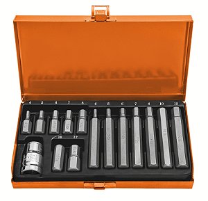Jogo de Ponteiras Intercambiáveis Hexagonal Tramontina PRO - 15 Peças (H4 a H12)Adaptador de 1/2" .