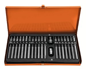 Jogo de Ponteiras Intercambiáveis Tramontina PRO - 40 Peças (H4 a T55)Adaptadores de 1/2" e 3/8".