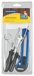 Kit de Ferramentas Tramontina com Chaves de Fenda Estilete e Chaves Fixas para Uso Doméstico 5 Peças