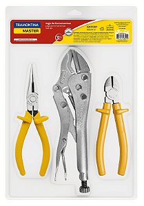 Kit de Ferramentas Tramontina MASTER com Alicate de Pressão 10" Alicate Corte Diagonal 6" e Alicate Bico Meia Cana 6"