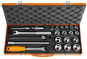Maleta com Soquetes Sextavados e Acessórios 1/2" Polegadas - 22 Peças Tramontina PRO