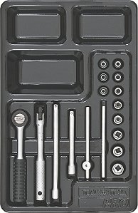 Módulo com Soquetes 1/4" 17 Peças Tramontina PRO