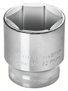 Soquete Sextavado 27 mm encaixe 1/2" Tramontina MASTER em Aço Cromo Vanádio com Acabamento Cromado