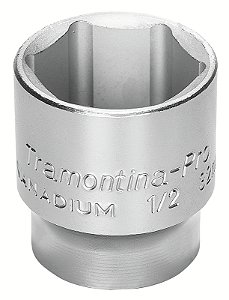 Soquete Sextavado em Aço Cromo Vanádio 3/8" - Encaixe 1/2" Tramontina PRO