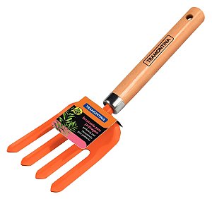 Garfo Metálico com 4 Dentes para Jardinagem Tramontina com Cabo de Madeira