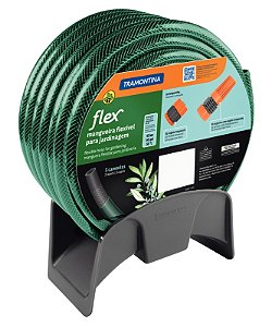 Mangueira Flex Tramontina Verde em PVC 3 Camadas 20 m com Engate Rosqueado Esguicho e Suporte Mural