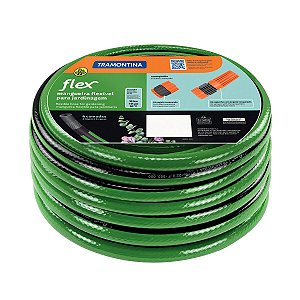 Mangueira Flex para Jardim Tramontina Verde com Faixa Preta em PVC 4 Camadas 10 m com Engate Rosqueado e Esguicho