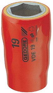 Soquete sextavado isolado encaixe de 1/2" 15mm VDE19 091770 GEDORE
