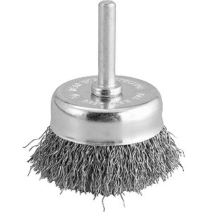 Escova de aço inox tipo copo 2" com haste 1/4" VONDER