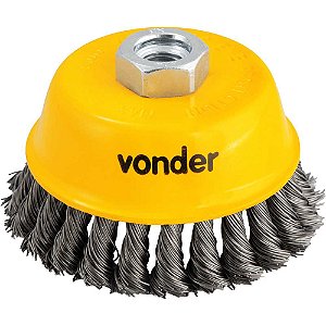 Escova de aço inox tipo copo 4" torcida VONDER