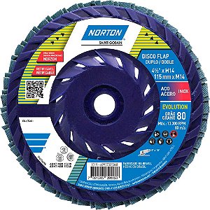 Flap-disc disco de desbaste/acabamento 4.1/2" - 115mmg 80 M14 Norzon NORTON
