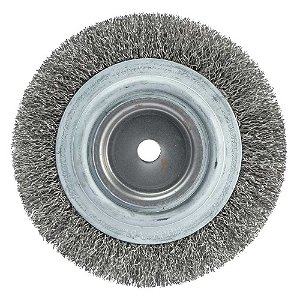 Escova circular aço ondulado inox 150 x 14mm furo 13mm fio 0,40mm ABRASFER