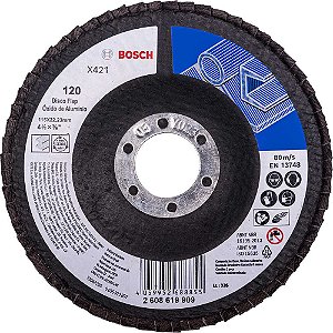 Flap-disc disco de desbaste/acabamento 4.1/2" - 115mm curvo grão 120 2 608 619 909 BOSCH