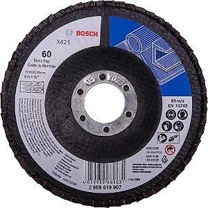 Flap-disc disco de desbaste/acabamento 4.1/2" - 115mm curvo grão 60 2 608 619 907 BOSCH