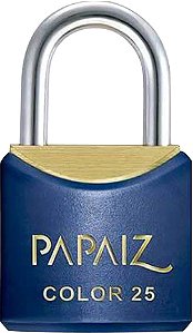 Cadeado de latão corpo plastificado 25mm Azul PAPAIZ